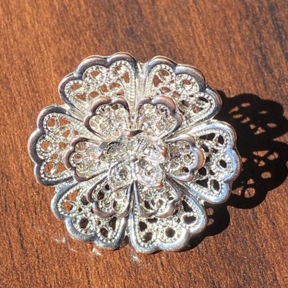 🟣 (2/$12) Fun silver stretch flower ring - One Size - Picture 2 of 13